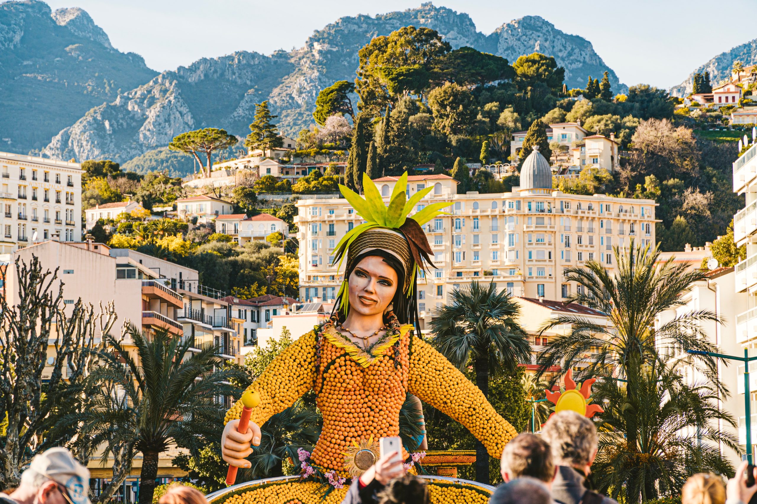 Parade of the Lemon Festival in Menton on the French Riviera in february